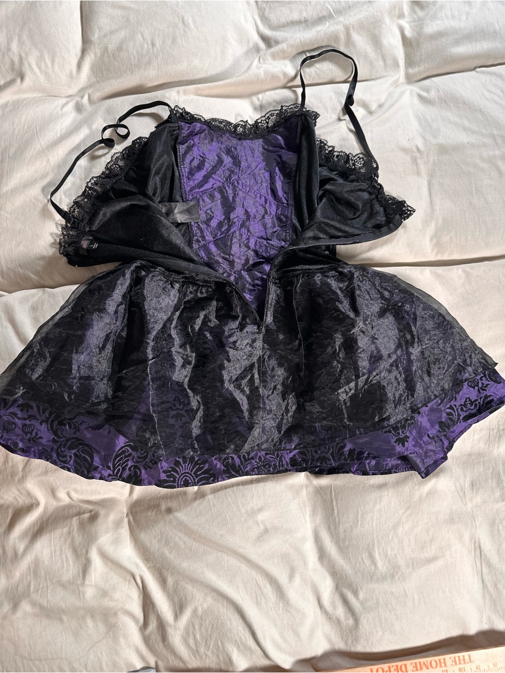 Lip Service Purple Gothic Lace Corset Mini Dress Retro Y2K Grunge Large Babydoll - Picture 11 of 13